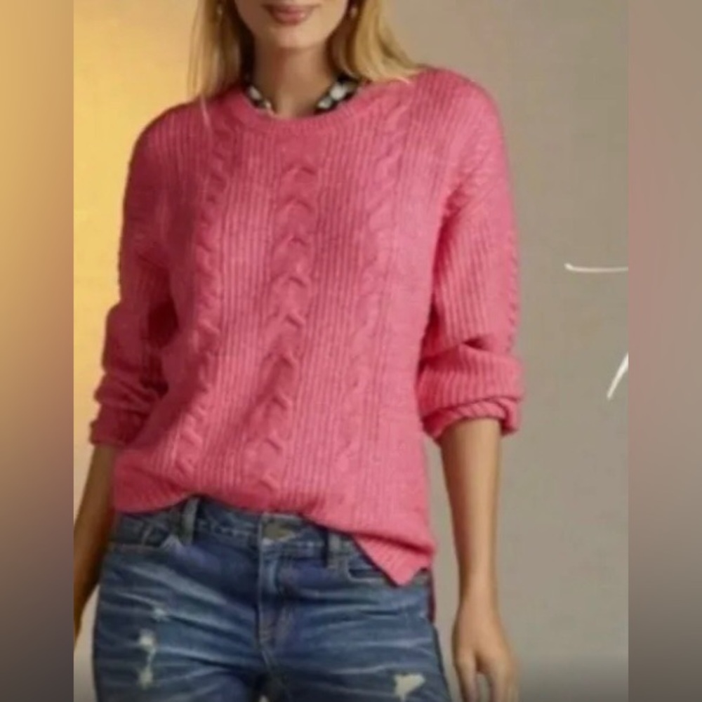 Cabi  Pink Elsa Pullover Cable-Knit Sweater  Style  Sz Small